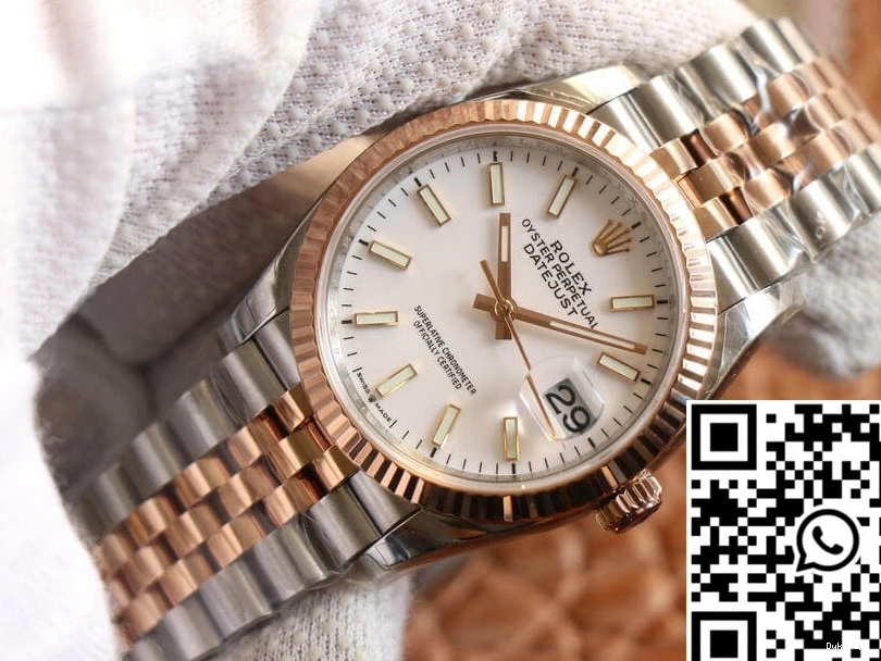 Datejust White M126231-0017 EW Rolex Dial Rose Factory Gold 0314
